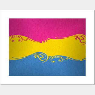 Fancy Swooped and Swirled Pansexual Pride Flag Background Posters and Art